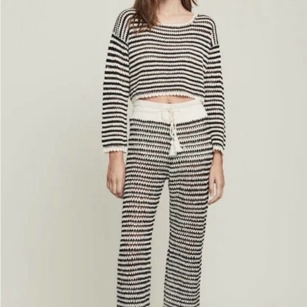 NWT Veronica Beard Cream and White Knit Pants